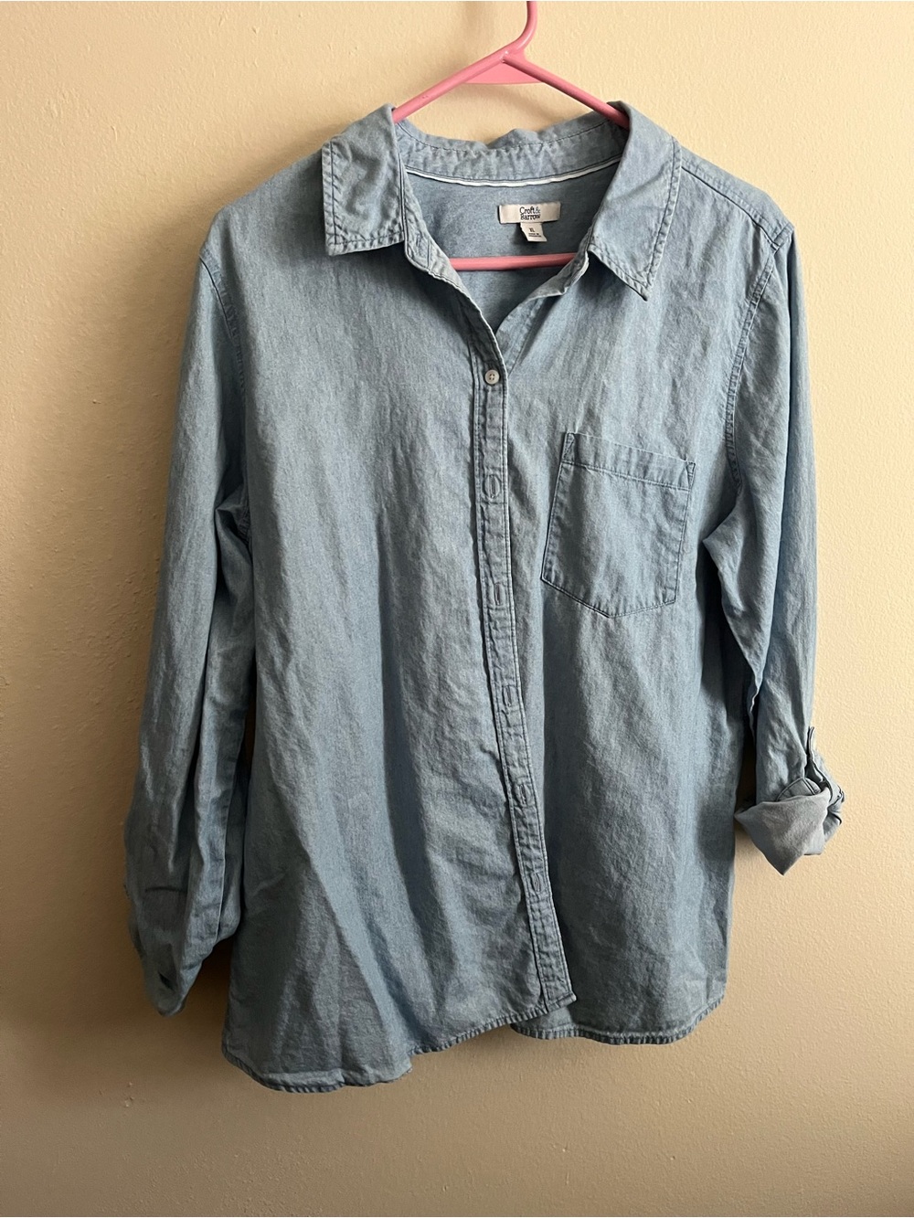 Classic Light Blue Denim Button-Up Shirt - Picture 2 of 10